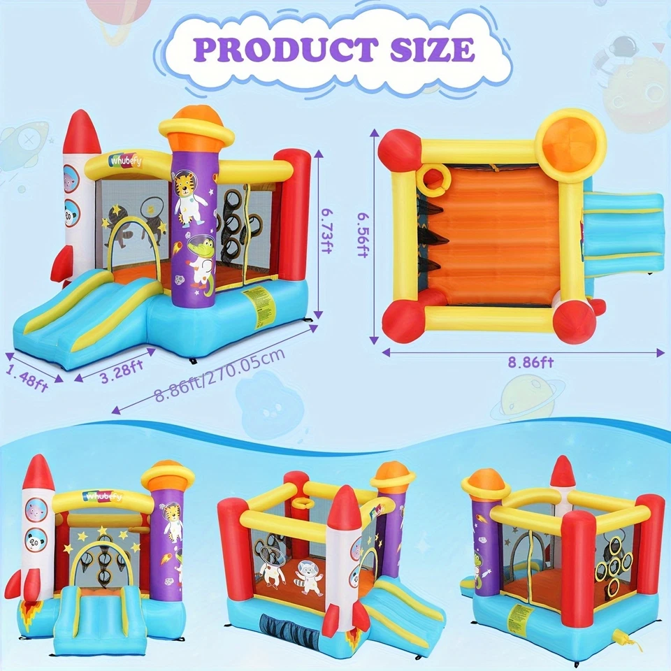 Aufblasbare Hüpfburg Springburg mit Rutsche mit Gebläse für Kinder 270x210x180cm - Bild 4 von 4