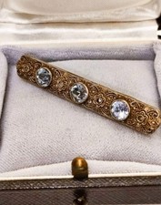 Art Decò hellblaue Aquamarin Brosche 935 Silber & 4 kleinen echten Diamanten 