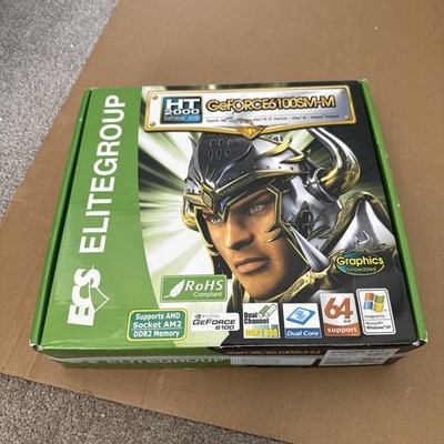 ECS HT2000 GeForce 6100SM-M (V1.0/1.0A) Motherboard + Extras - NEW