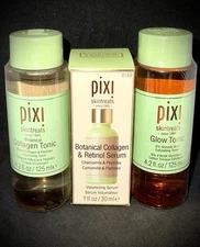 LOT Pixi Skintreats Botanical Collagen & Retinol Serum + Collagen & Glow Tonics