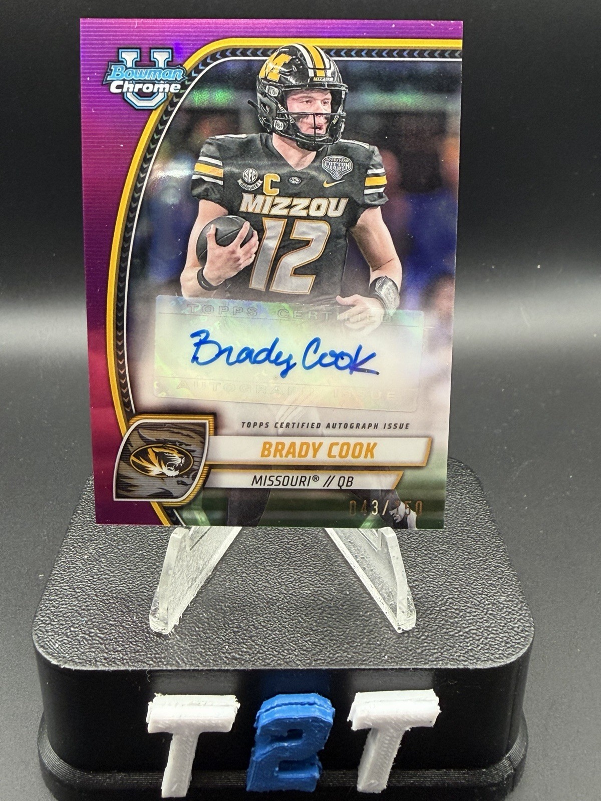 Topps 2024 Bowman Univ Chrome Brady Cook Missouri PA-BCO Purple Auto 3/10
