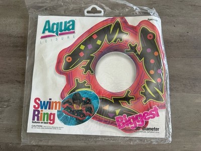 Aqua Leisure Swim Ring Neon Orange Dart Frog Float Vintage 1997 Inflatable 30''