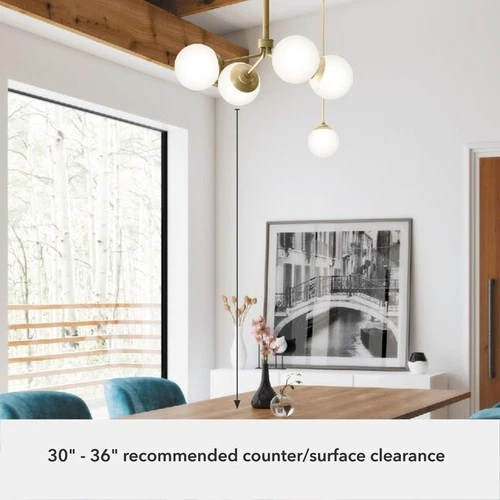 Modern Brass Four Light Chandelier Hepburn Collection New in Box Fixture - Picture 7 of 9