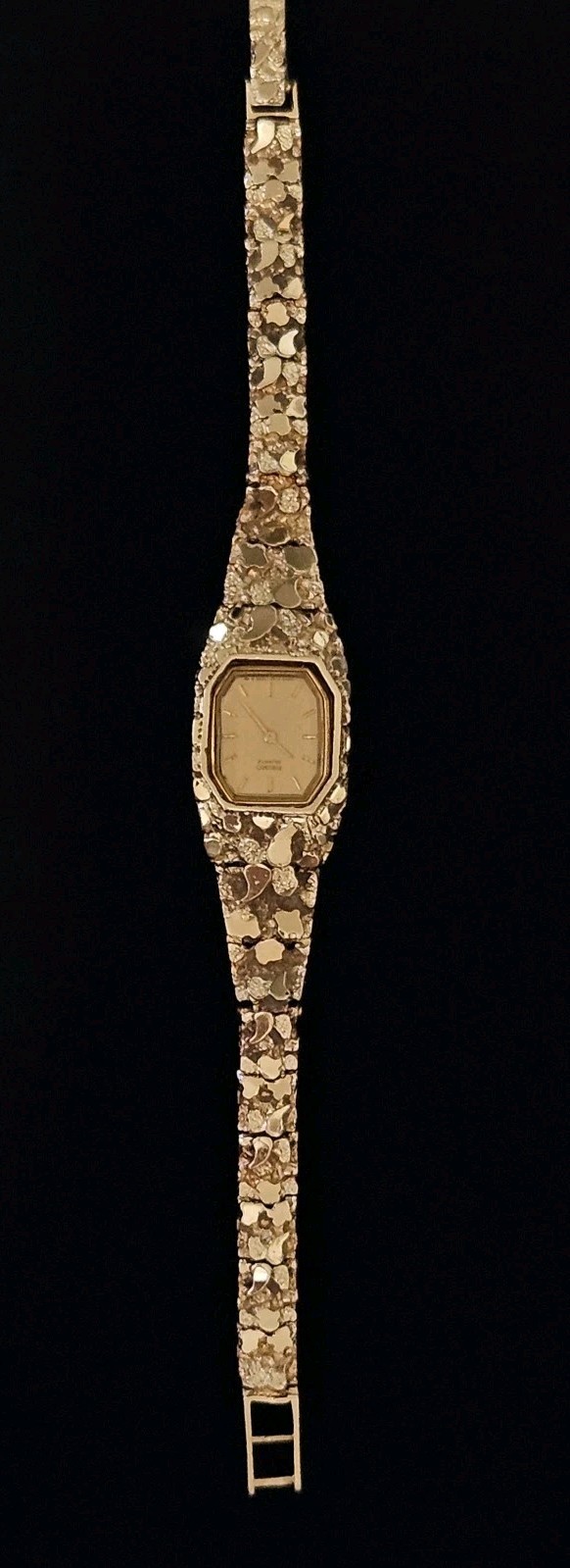 Vintage Seiko Quartz 14K Solid Gold Nugget Bracelet Watch  7” 1970’s image 3