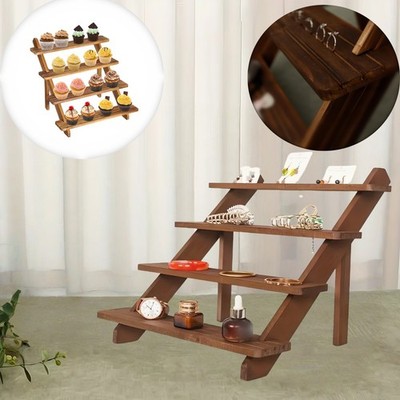 3/4/5-layer Wooden Display Stand, Multi-Purpose 4-Tier Sturdy Vertical Shelf