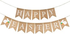 Happy Easter Banner, No DIY Easter Garland, Cute Bunny Banners, Rustic East