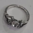 Silver Tone Stainless Steel Heart Band Ring Size 6 Clear Round Prong Set — photo 1