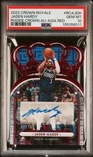 2022-23 Crown Royale AsiaRed Jaden Hardy 4/18 Autograph Rookie RC PSA 10 Pop 1