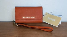 NEW MICHAEL KORS Electronics Saffiano Leather Orange Phone Wristlet Case B19 
