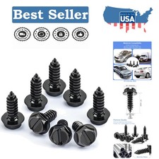 8pcs Rust-proof Stainless Steel License Plate Screws - Anti-rattle Black