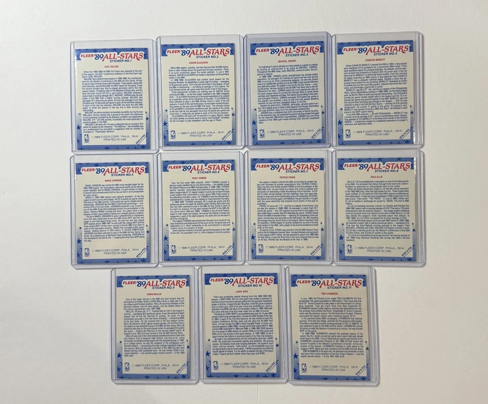 1989-90 FLEER BASKETBALL COMPLETE STICKER SET 1-11 - Image 2 of 2