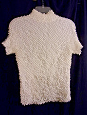 Vintage Issey Miyake White Cauliflower Short Sleeve Blouse M  ICONIC