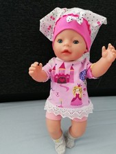 Puppensachen SET 💝Kopftuch, Kleid, Slip u. Strümpfe für Puppe 37 cm - 43 cm  