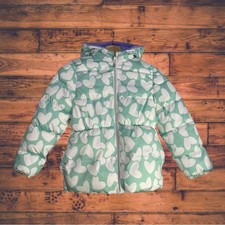 Pink Platforms Mint Green Heart Print Puffer Jacket Girls Size 7/8