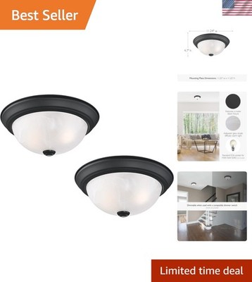 Stylish 2-Pack Indoor Dimmable Lights - Perfect for Low Ceilings, Matte Black