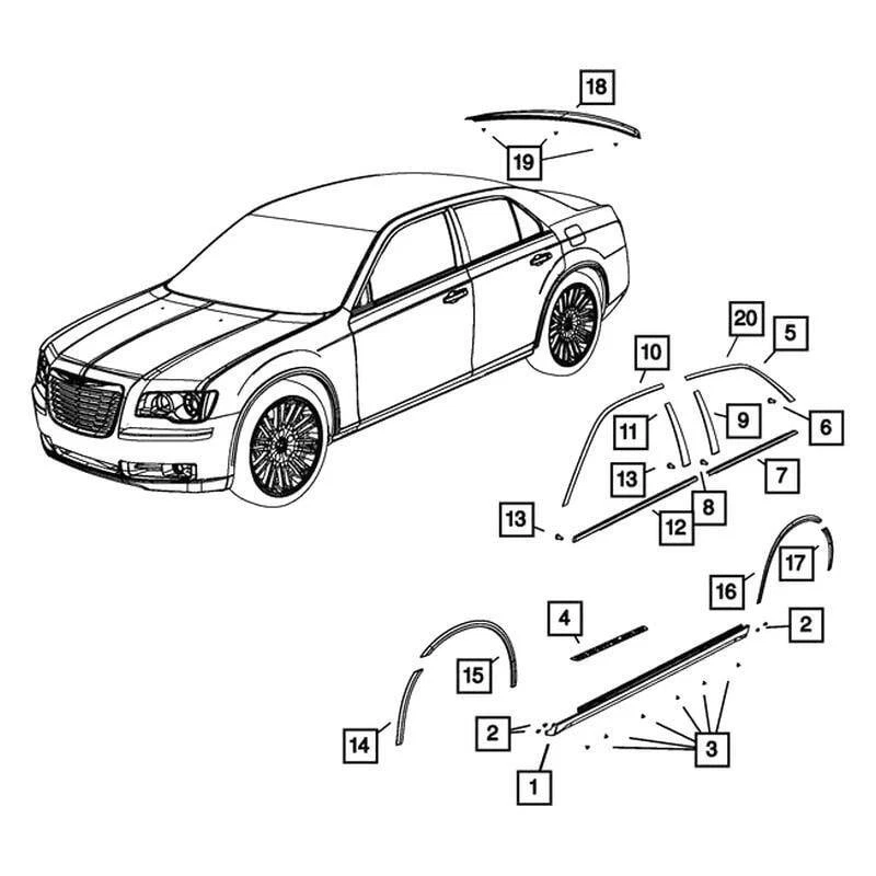 For Chrysler 300 11-22 Mopar 57010365AM Front Driver Side Door Reveal Molding - Изображение 3 из 3