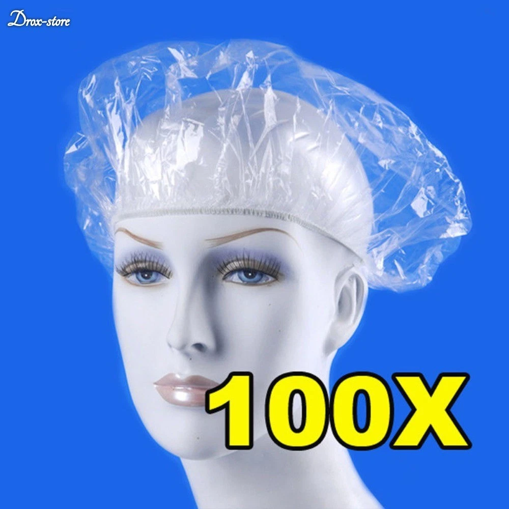 100Pcs/Lot Disposable Shower Cap Women Men Plastic Hat Bath Caps for Spa Us Hair