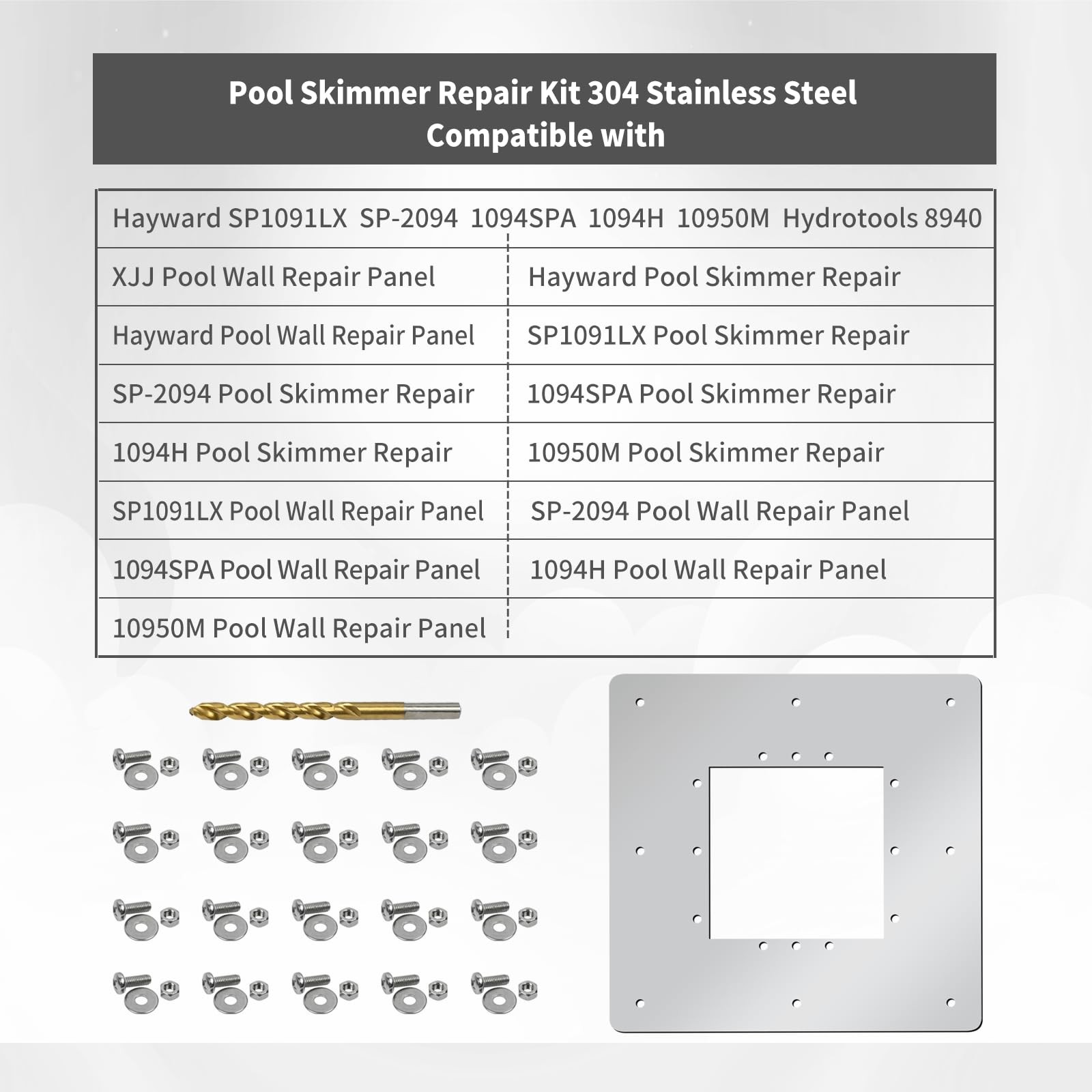 Standard Pool Skimmer Repair Kit 304 Stainless Steel 12.5" W 12" H Compatible...