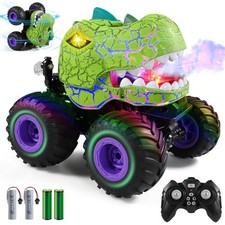 Remote Control Car, 2.4Ghz All Terrain Dinosaur Monster Truck Green Purple