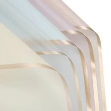 Gold Edge Flower Wrapping Paper 5-Color 22.8x22.8 Inch Waterproof