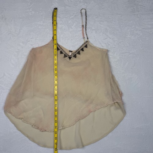 Top Free People XS Rosa Correas de Espagueti Capas Asimetría Volantes Cuentas Hada - Imagen 6 de 18
