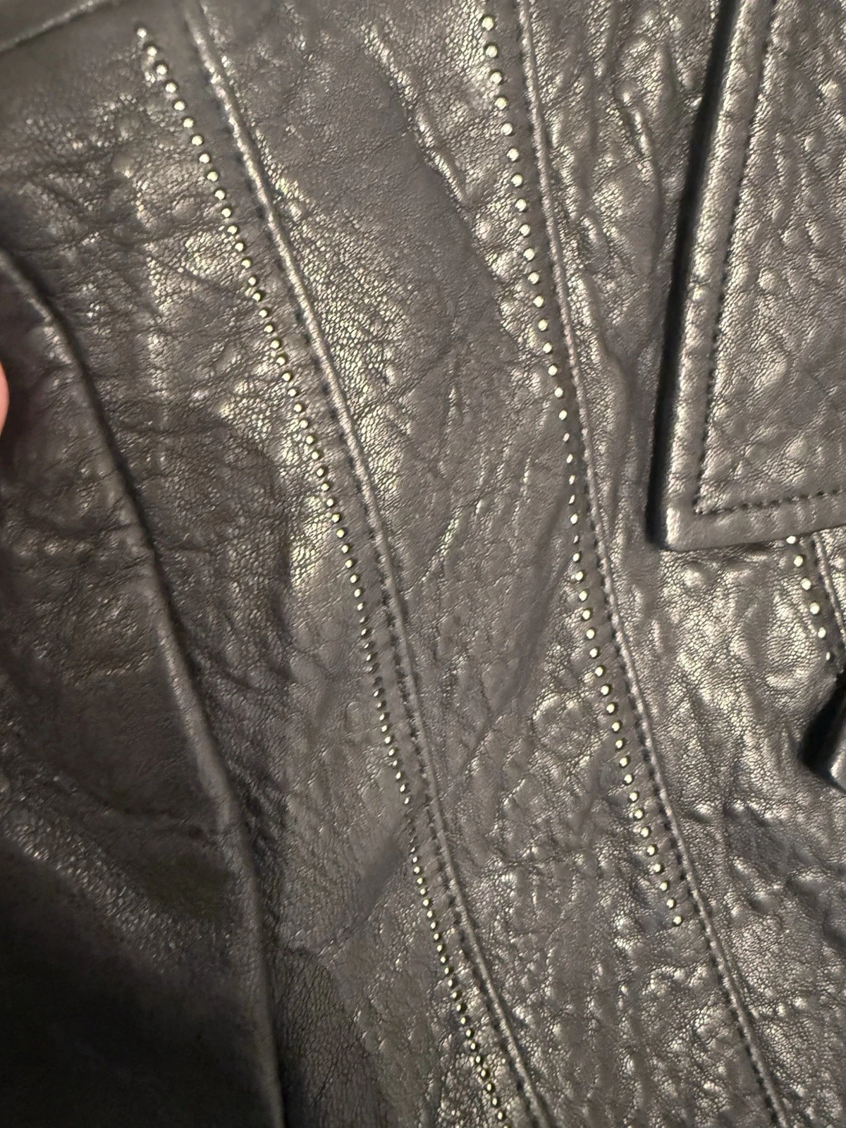 John Varvatos Men's Leather Jacket Size 50 Beaded Black - product detail image 7