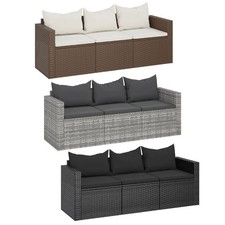 3-Sitzer Gartensofa mit Kissen Poly Rattan Relaxsofa Couch Garten Balkon Möbel