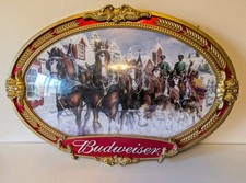 Vintage Anheuser Busch Budweiser Clydesdale Horse Bubble Sign Barware 20”x 30”