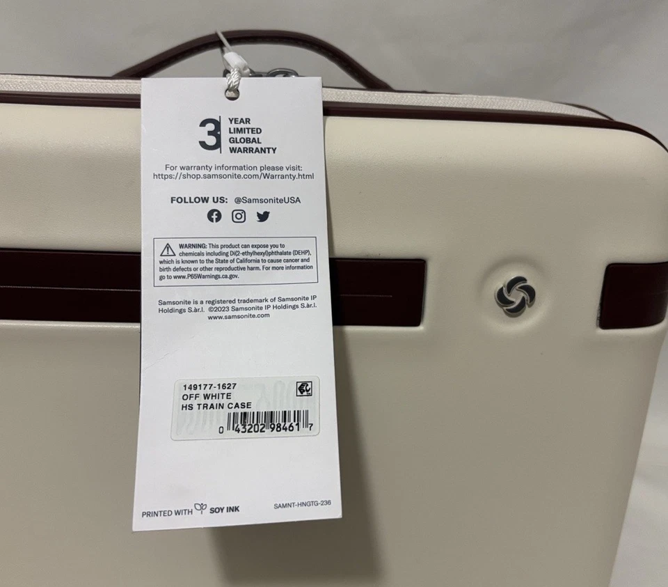 Samsonite Virtuosa Train Case Off-White Hard Shell Crossbody Makeup Bag - Image 2 of 4