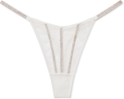 Victoria's Secret Sheer Shine Thong Panty Color White  NWT