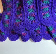 Hand Crocheted Purple Afghan Blanket Throw Handmade Approx 57 X 60 Inch