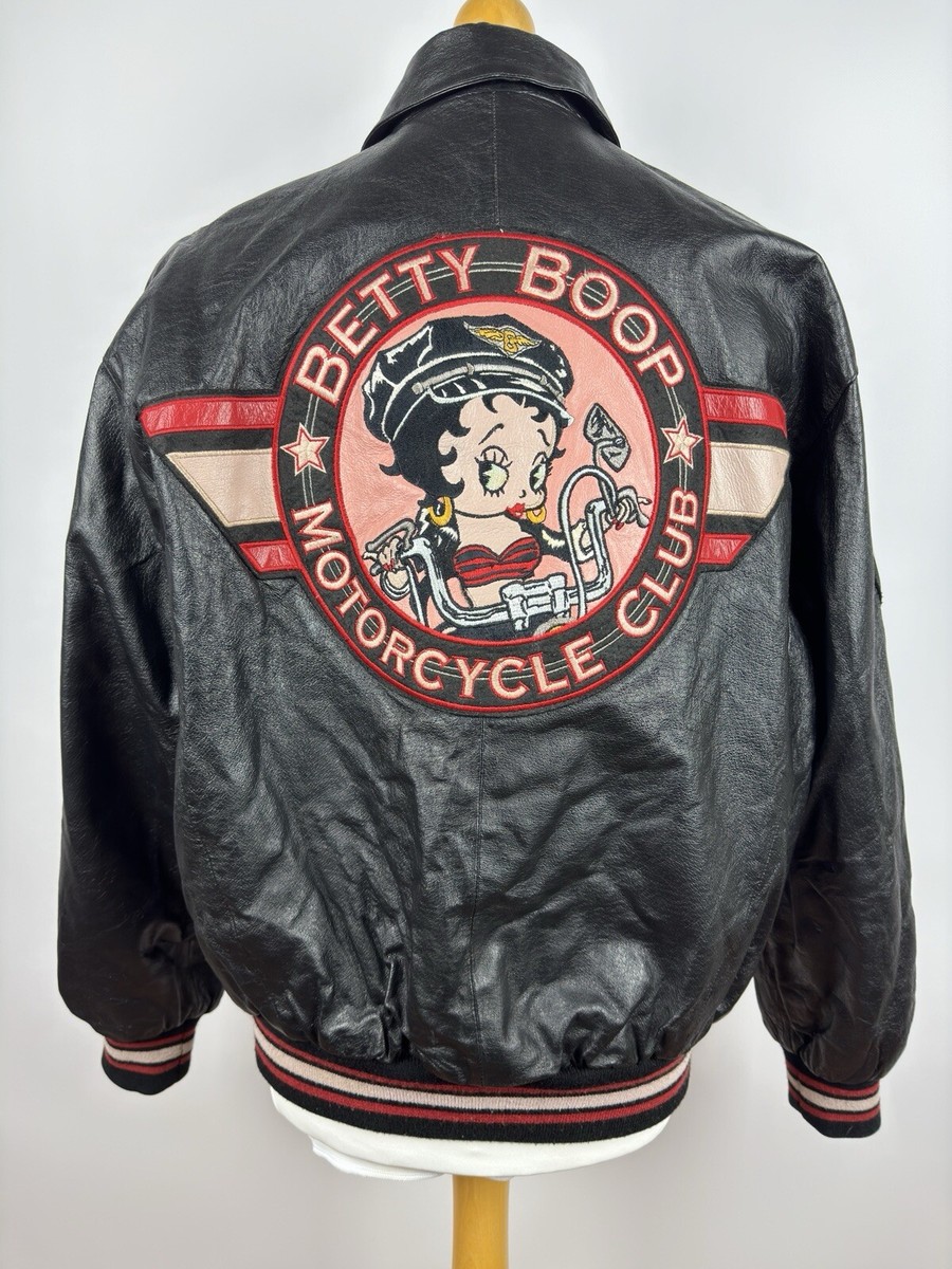 ジャケット・アウター Betty Boop biker design leather jacket Betty Boop Motorcycle Club Vintage Leather Bomber Jacket Size L | eBay