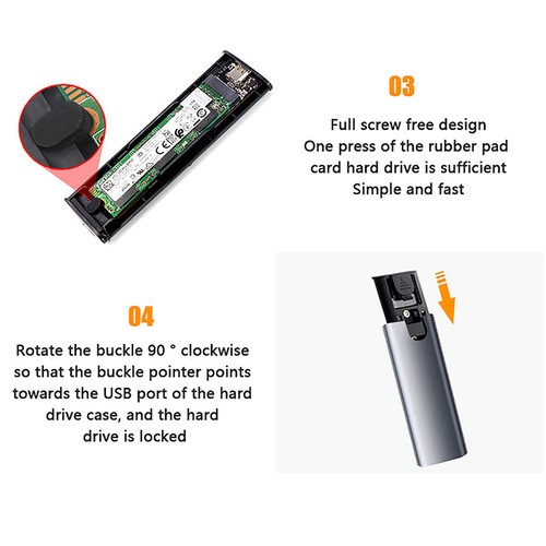 M2 NVMe SSD Case 10Gbps HDD Box NVME SSD to USB 3.1 Enclosure Type-A to Type-C - Afbeelding 5 van 15