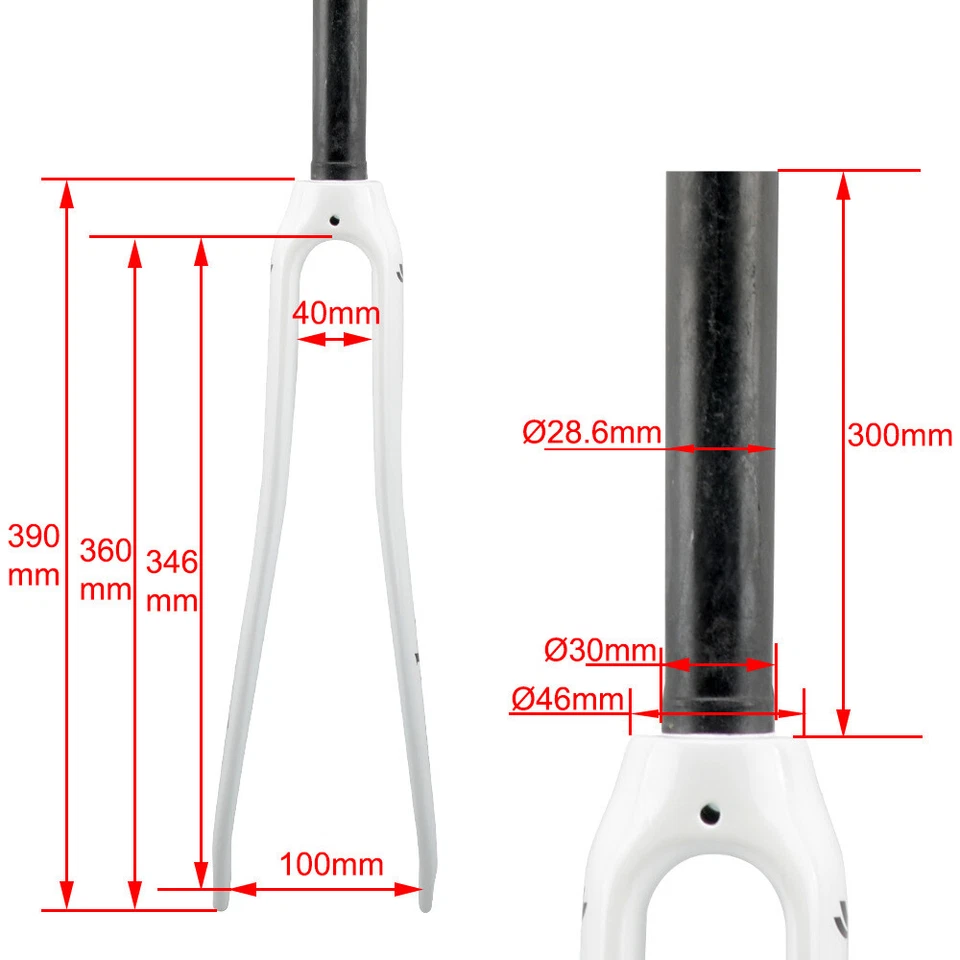 Road Bike Forks 700*25C Full Carbon Fiber Bicycle Racing Rigid Fork QR C Brake - Image 4 of 4