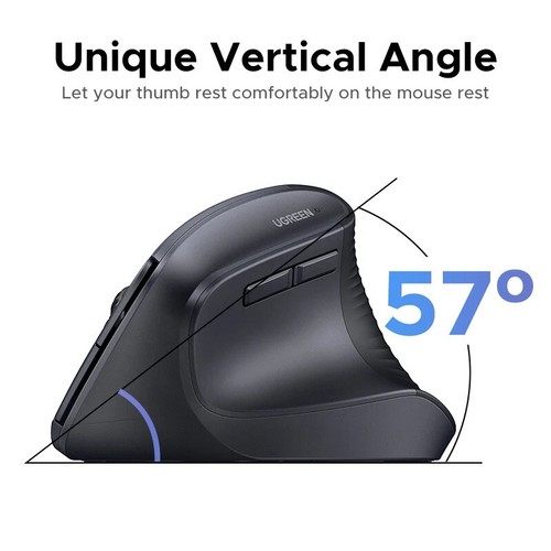 UGREEN Vertical Wireless Mouse 2.4G 4000DPI Ergonomic 6 Buttons For MacBook PC - Picture 2 of 9