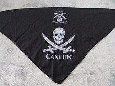 Cancun Pirate Captain Hook Bandana Black Skull Scarf Handkerchief Biker Headband