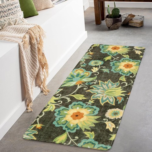 Elegante Alfombra Floral Corredor 2x5 - Alfombra Lavable Antideslizante para Espacios Interiores - Imagen 3 de 10