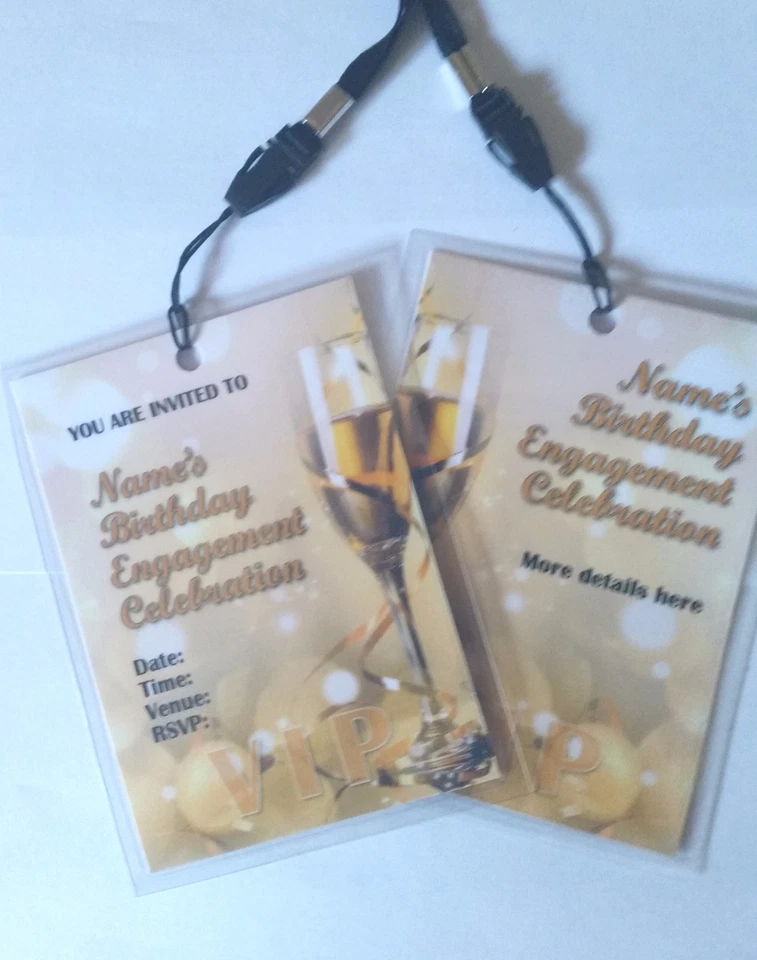 BONGO BADGES Personalised Champaign Celebration Theme VIP Lanyard for Birthday Party Invite
