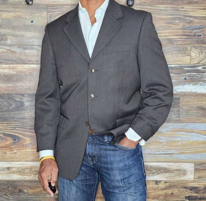 Blazer Chaqueta Deportiva Manzini Uomo Italia 100% Lana Marrón Geométrico 38R *EXCELENTE* Foto 3 de 4