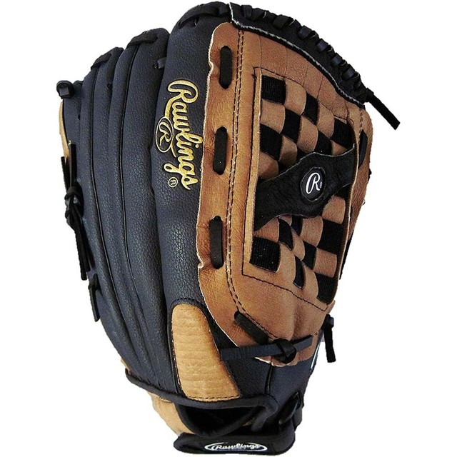 Rawlings 14Inch RSB Series RHT Slow Pitch Softball Glove, Tan/Black