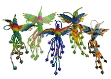 5 PIECE  BEADED HUMMINGBIRD , HAND MADE IN MEXICO , 5" , WHOLESALE