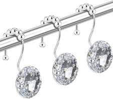 Yuiviot Crystal Diamond Shower Curtain Hooks Rings for Clear