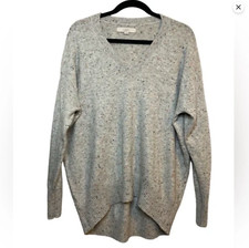 LOFT V-Neck Pullover Confetti Speckled Gray Sweater Hi/Lo Women  s Size Small
