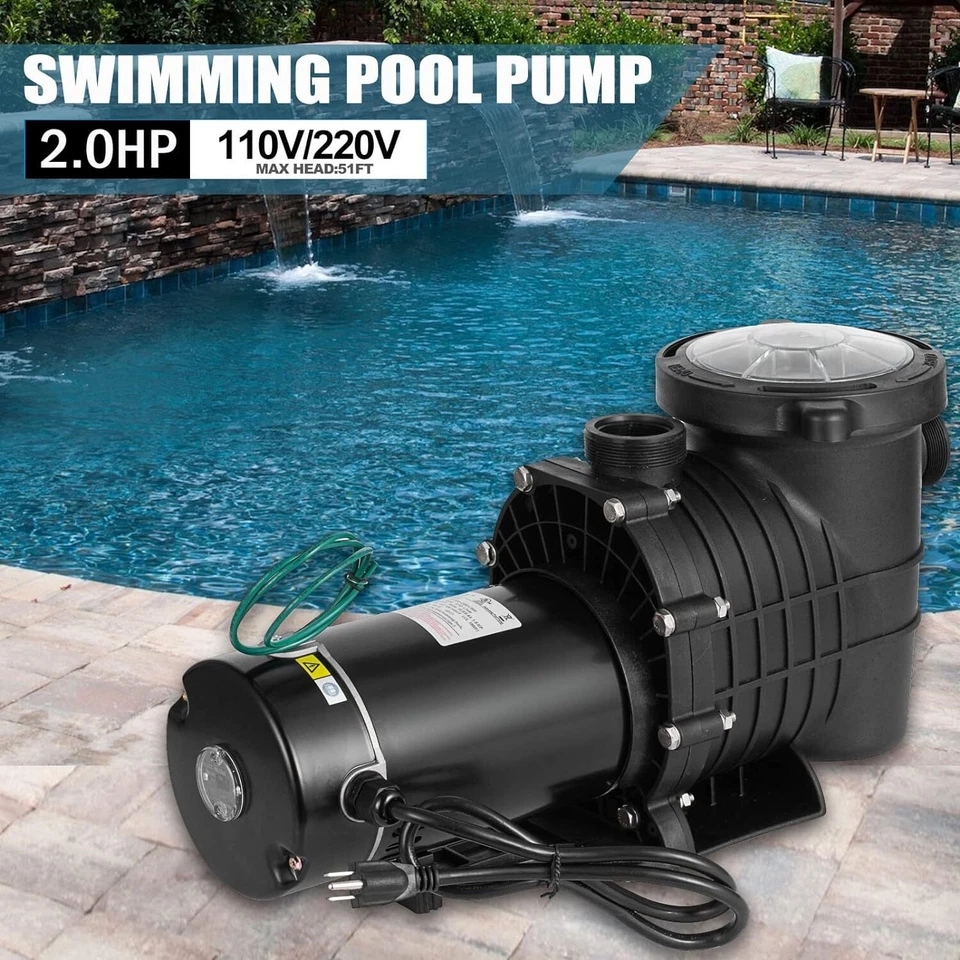 Hayward 2.0HP Swimming Pool Pump In/Above Ground w/ Motor Strainer Filter Basket - Image 4 of 4