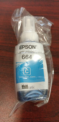 GENUINE NEW EPSON 664 ECOTANK CYAN INK BOTTLE 70ml  DATE 2020