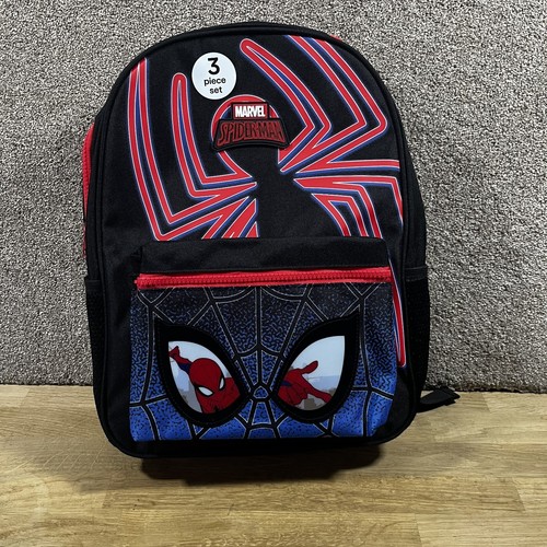 George Marvel Spiderman Rucksack Tasche Kinder schwarz rot verstellbarer Riemen 3-teilig
