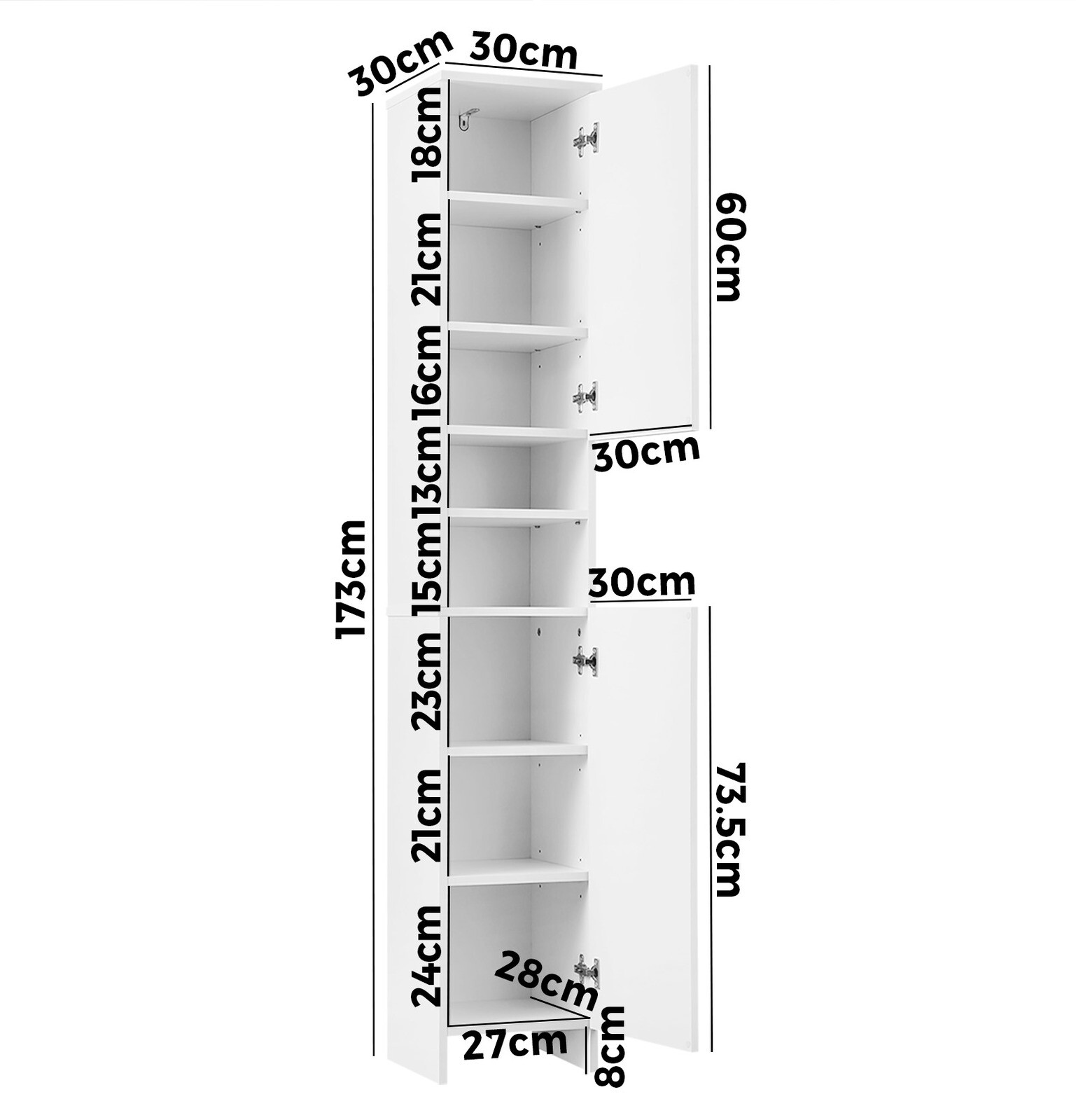 Oikiture Bathroom Storage Laundry Tall Slim Toilet Floor