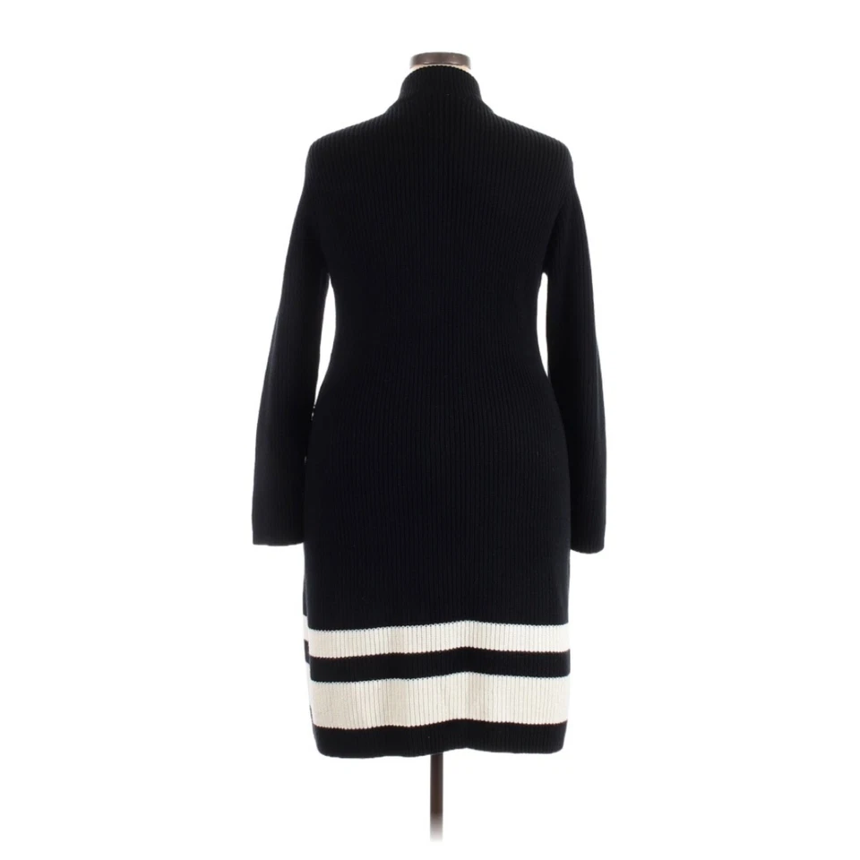 Cárdigan largo tejido negro Ralph Lauren blanco a rayas para mujer L algodón plumero acanalado Foto 4 de 4