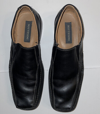 Bottesini Mens Black Leather Loafers Size 12 Italy Slip On  display picture 1