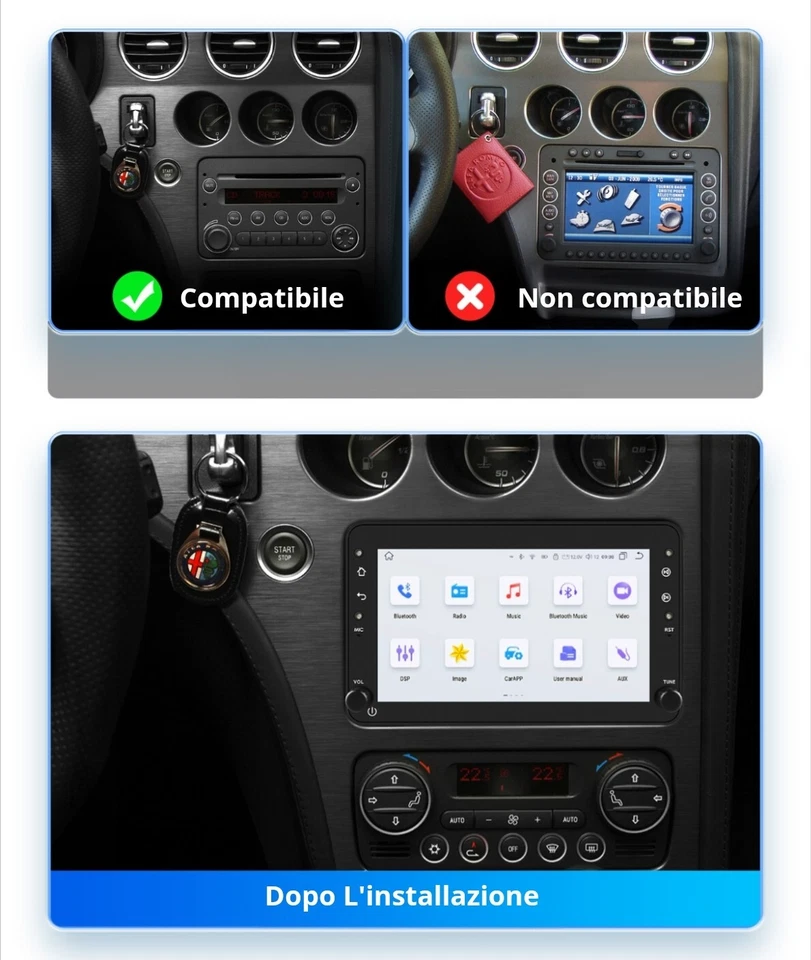 Autoradio Android 7" Alfa Romeo 159 Brera Spider GPS Navi CarPlay Android Auto - Immagine 4 di 4